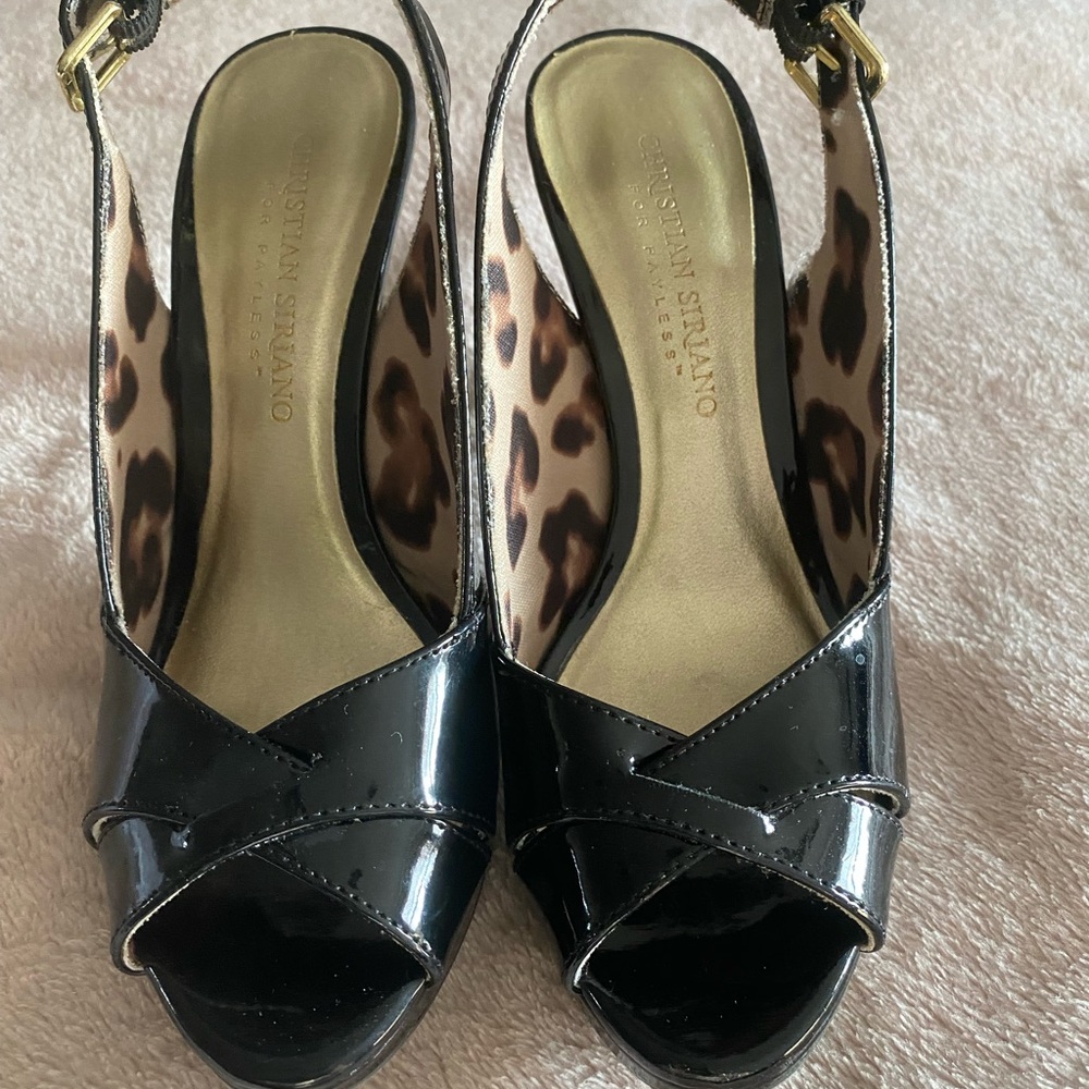 Christian Siriano Black Patent Leather Women's Sandals